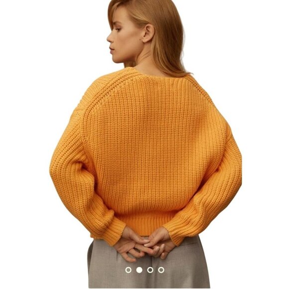 Anthropologie Maeve Sculptured Pullover Sweater Sherbet Orange Size S - Picture 5 of 10
